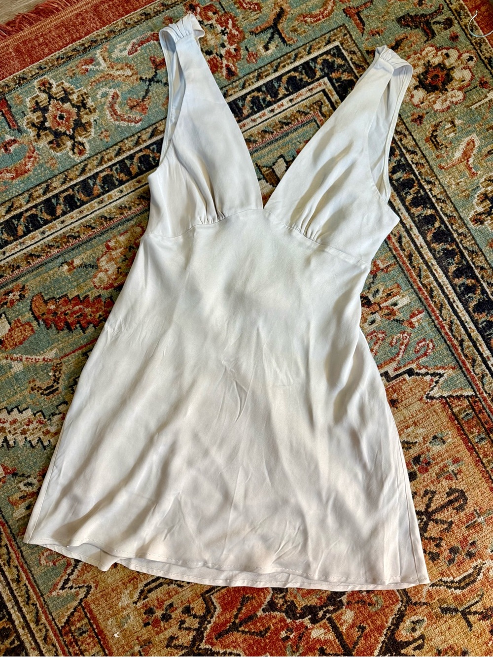 NWT Meshki Beige Satin Mini Dress with Cowl Back